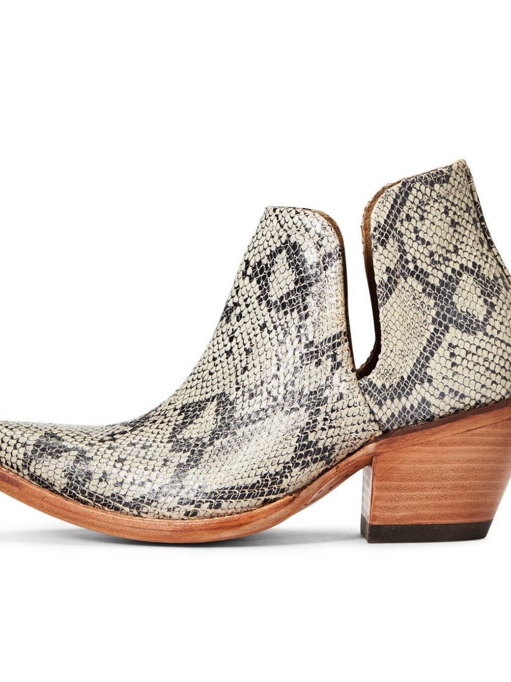 Ariat Snake-Print Cutout Ankle Bootie in Beige and Black